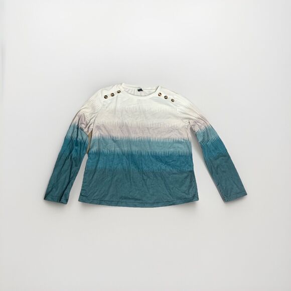 Boho Ombre Long Sleeve Shirt with M Button Accent Minimalist Shoulders Medium - Picture 3 of 8